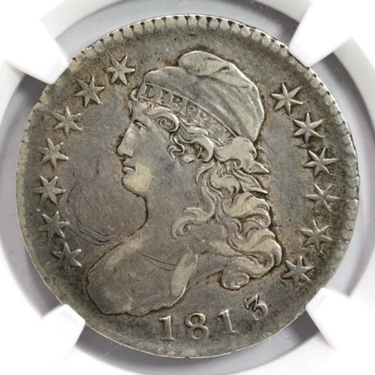 1813年 文字入りエッジキャップドバストハーフドル NGC XF 詳細 表面傷あり｜WORLD RESOURCE【KING店】