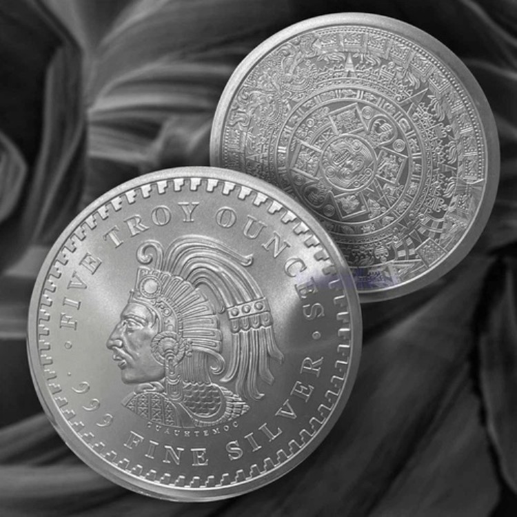 5オンス ファインシルバー アステカカレンダー ラウンド 2個セット カプセル入り *米国製* GSM硬貨・コイン