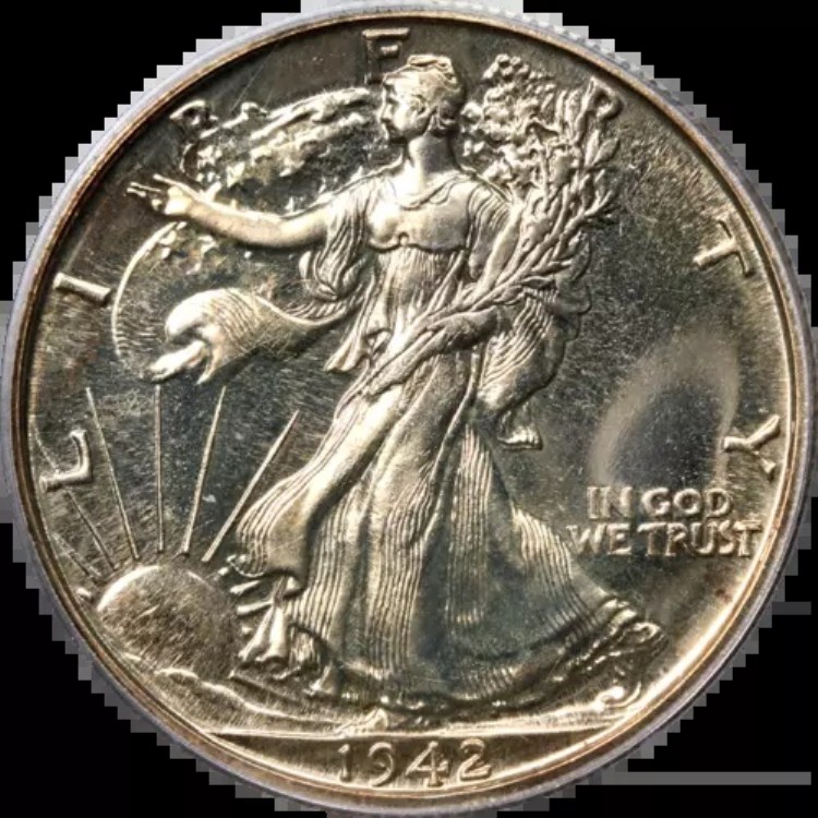 1942年 ウォーキング・リバティ ハーフプルーフ PCGS PR64 素晴らしい外観 強いストライク