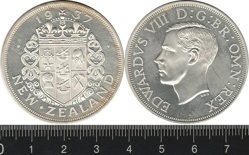 ニュージーランド：1937年 クラウン KEVIII レトロスペクティブパターン スターリングシルバー プルーフライク