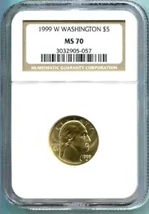 1999-W 5 ドル記念ジョージ・ワシントン 1/4 オンス 金貨 NGC MS70 MS-70 !!