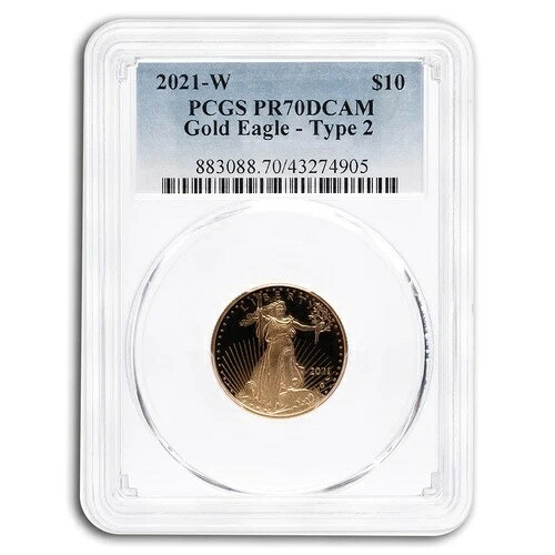 2021-W 1/4オンス プルーフ ゴールド イーグル (タイプ2) PR-70 PCGS