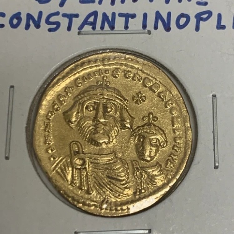 610-641年 ビザンチン帝国 コンスタンティノープル ソリドゥス ヘラクレイオスとその息子 金貨