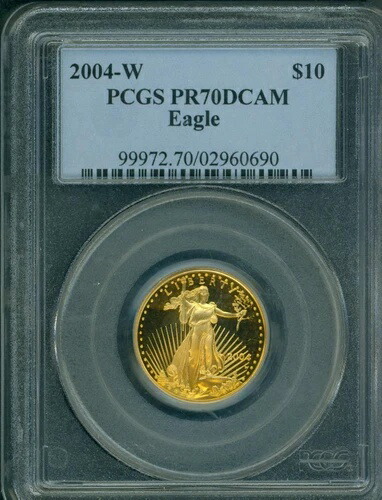 2004-W 10ドル ゴールドイーグル 1/4オンス PCGS PF70 PF-70 プルーフ PR70 PR-70 G$10 473,440円