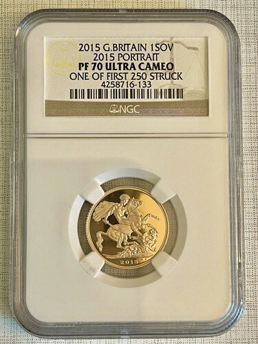イギリス 2015年 フィフス ポートレート ソブリン 250 ストラック ゴールド NGC PF70 UC SKU3928
