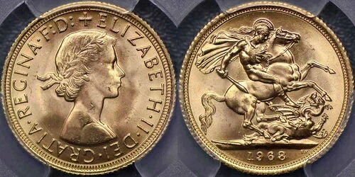 イギリス 1968年 ソブリン金貨 - PCGS MS65|WORLD RESOURCE【KING店】