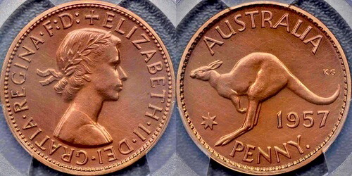オーストラリア 1957年 パース プルーフ ペニー - PCGS PR62RD