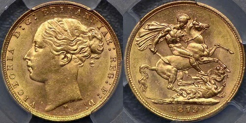 オーストラリア 1879年 メルボルン セントジョージ リバースソブリン - PCGS MS62
