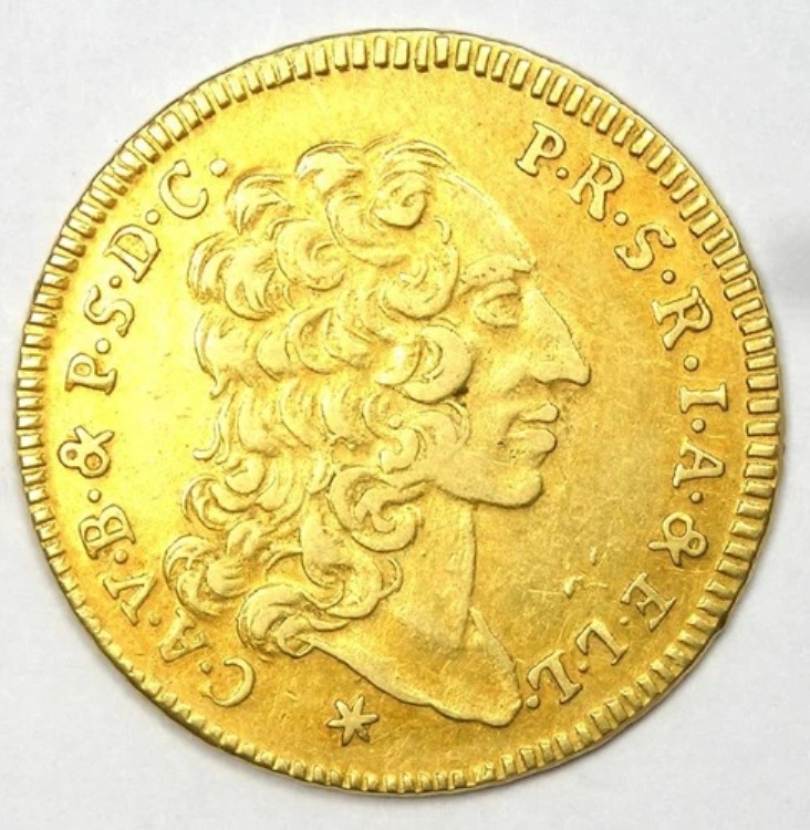 1730年 ドイツ バイエルン ゴールド カール・アルブレヒト 1/2 カロリン (カロリン) - 良品 VF / XF 434,280円