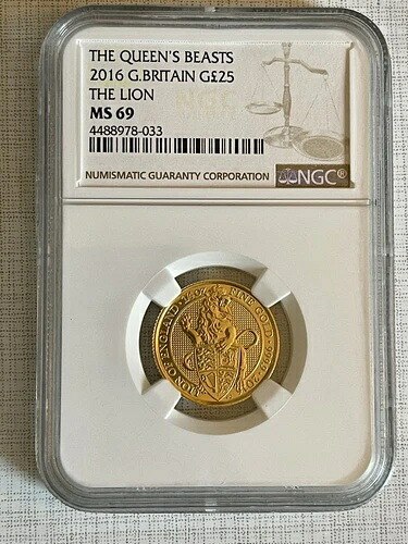 イギリス 2016年 クイーンズビースト ザ・ライオン 25ポンド 1/4オンス NGC MS69 SKU# 6225|WORLD RESOURCE【KING店】