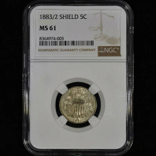 1883/2 シールドニッケル ? NGC MS-61 ? 5C オーバーデートコイン 未流通 UNC ?信頼済み? 440,880円