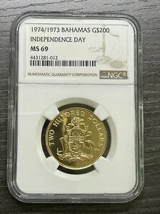 バハマ 1974/1973 独立記念日 200ドル金貨 NGC MS69 SKU#5642
