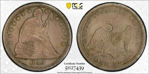 1846年 O リバティ座像銀貨 PCGS 正規品 - AU 詳細