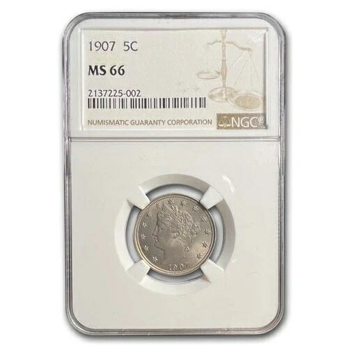 1907年 リバティヘッド V ニッケル MS-66 NGC