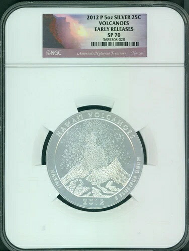 2012-P ハワイ火山 アメリカ 美しい ATB 5オンス シルバー NGC SP70 早期リリース