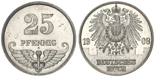 25 フェニッヒ 1908 A プローブ J.18 IN 他のデザイン Der Front And R 116603|WORLD RESOURCE【KING店】