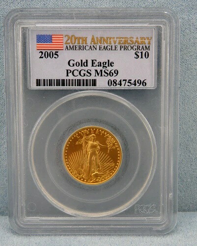 2005年 20周年記念 10ドル 1/4オンス アメリカンイーグル金貨 MS 69 PCGS｜WORLD RESOURCE【KING店】