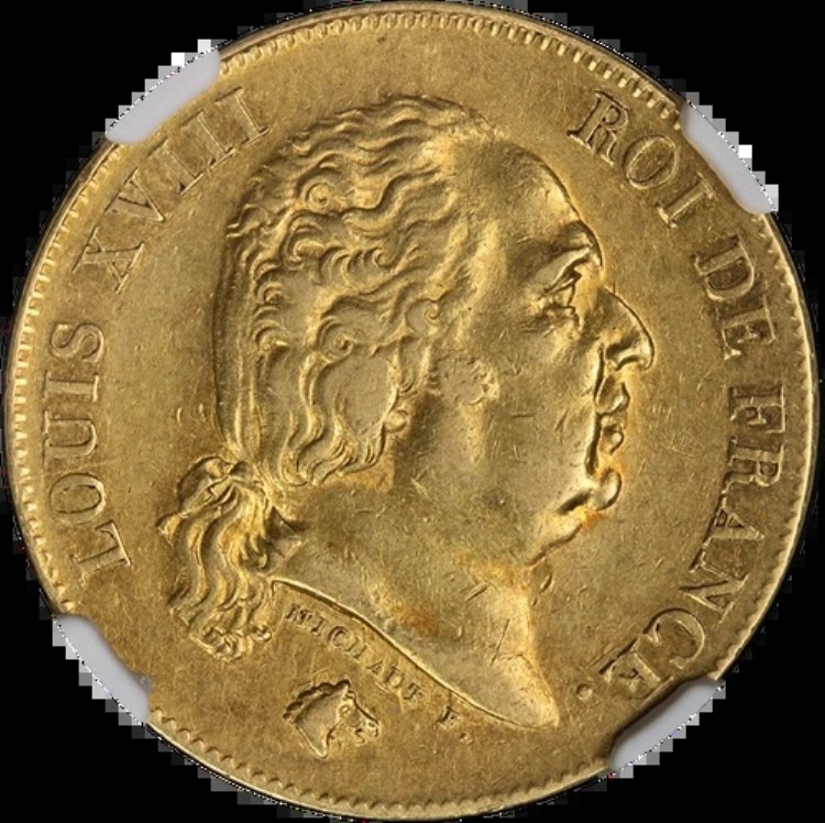 1818年 西フランス 金貨 40フラン NGC AU53