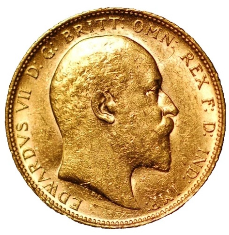 イギリス エドワード7世 ロンドン造幣局 金貨 ソブリン金貨 1904年 KM# 805 (15237)-