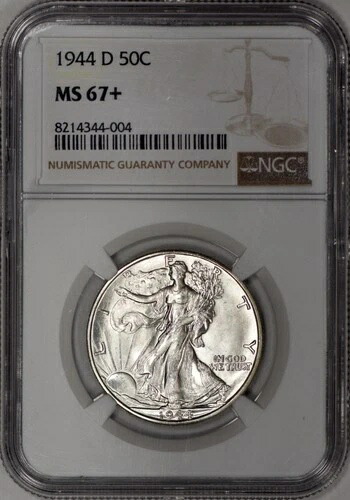 1944-D ウォーキング リバティ ハーフ ドル 50 セント NGC MS67+ - 並外れた品質!