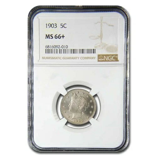 1903年 リバティヘッド V ニッケル MS-66+ NGC 450,560円