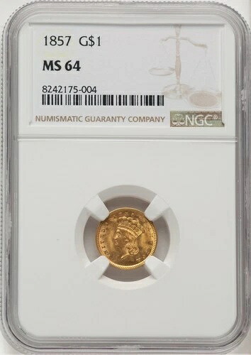 1857年 G$1 金貨 NGC MS64