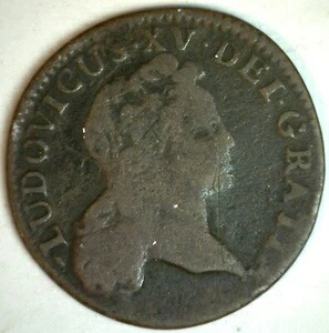1723年Bフランス植民地銅貨1/2ソル ルイ15世チャイルドレアミント あなたに決めて