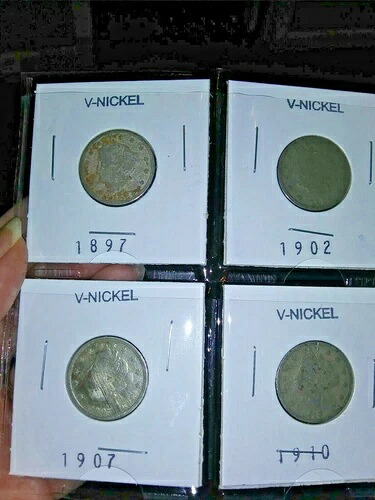 1907年 リバティニッケル Vニッケル 5C タイプ2、「セント」付き 希少 1897、1902、1910 セット