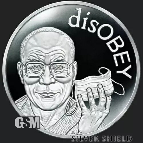 2021 シルバーシールド ダライ・ラマ v2 - 1オンス シルバープルーフ - 「disOBEY」シリーズ第6弾