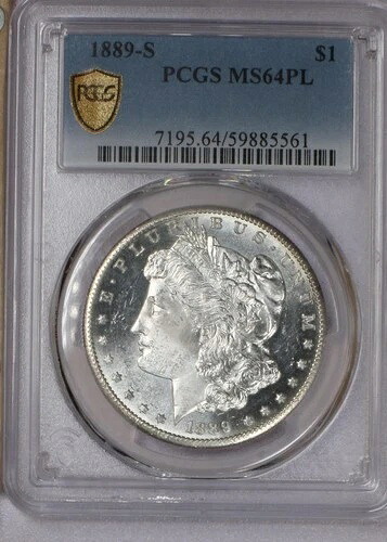 1889-S シルバー モルガブ $1 PCGS MS64 プルーフライク。P.Q. 希少！ 443,520円