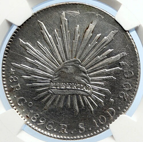 1896年 Go RS MEXICO BIG シルバー 8レアル アンティーク メキシココイン イーグル NGC i106059｜WORLD RESOURCE【KING店】