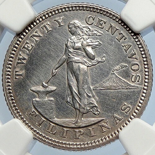 1904年 フィリピン アメリカ行政 イーグル銀貨 20センタボ NGC i105862｜WORLD RESOURCE【KING店】