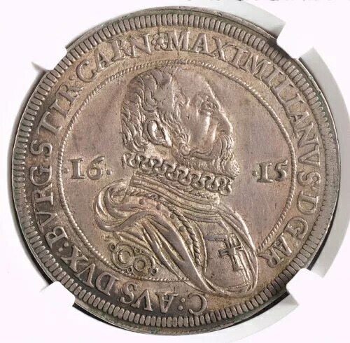 1615年、オーストリア／ドイツ騎士団、マクシミリアン3世。銀ターラー貨幣。NGC AU-58！｜WORLD RESOURCE【KING店】