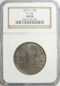 1827/6年 キャップドバスト ハーフダラー NGC AU-58 O-102