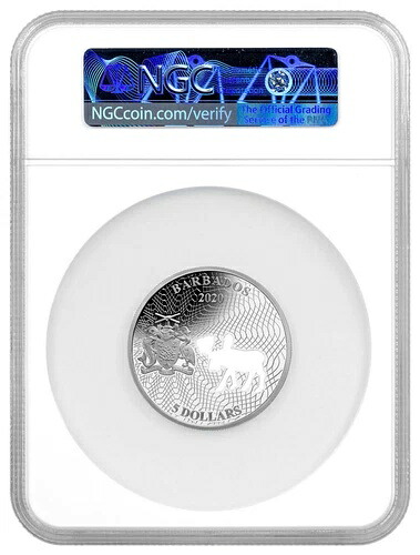 2020年 バルバドス シェイプス アメリカ カットアウト HR 1オンス PR .999 シルバー ムース NGC PL69