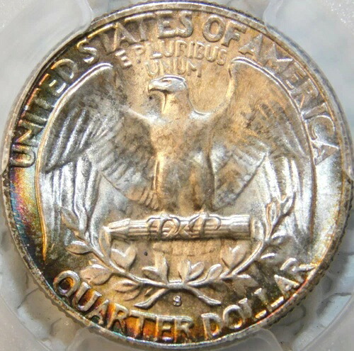 1950年 S ワシントン クォーター 認定 PCGS MS67+ トーン CAC シルバー
