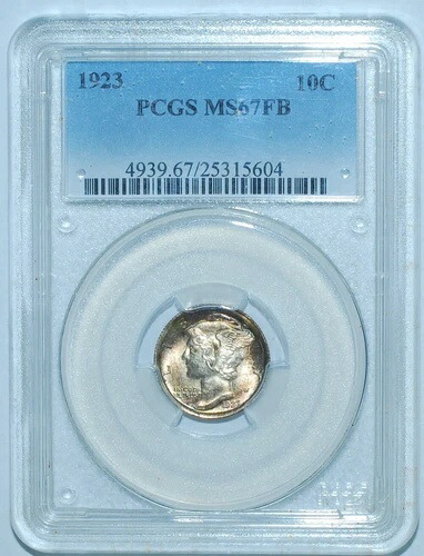 1923年 PCGS MS67FB フルバンド マーキュリーダイム
