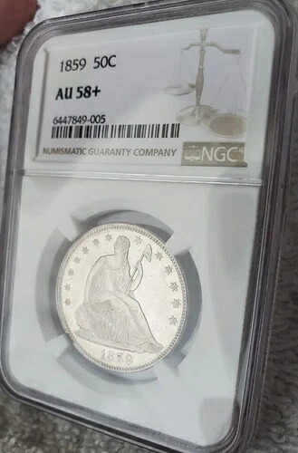 1859 50C 着席リバティ ハーフ ドル NGC 58+ PoP 1 プルーフライク!
