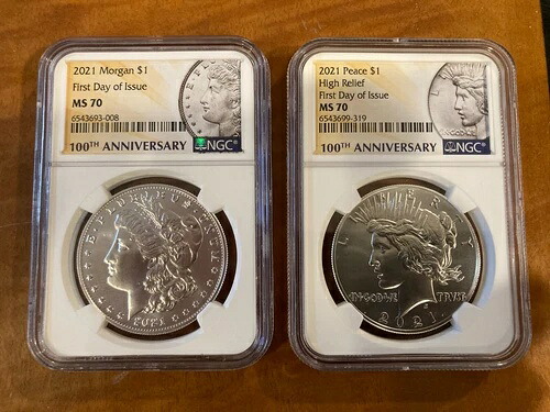 2021年 モルガン＆ピース・ダラー NGC MS70 FDOI ~ 2枚 発行初日希少