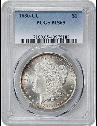 1880-CC モーガン PCGS MS65 優良日付 カーソンシティ 宝石状態