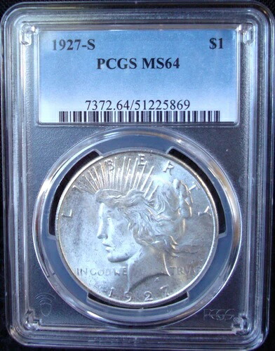1927-S ピースシルバーダラー - PCGS MS 64