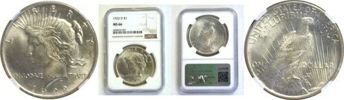 1922-D 1ドル平和ドル NGC MS-66