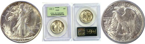 1935-D 50セントウォーキング・リバティ・ハーフダラー PCGS MS-65