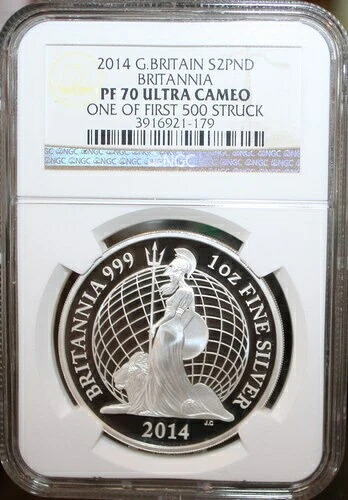 2014年 G.B. 2ポンド ブリタニア NGC PF70 ウルトラカメオ 初回500枚のうちの1枚