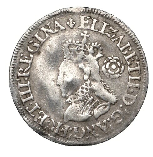 1568年エリザベス1世製 6ペンス硬貨、mm. lis、S-2599