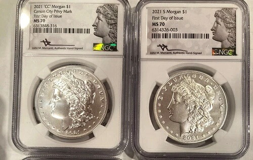 2021 CC S モルガン シルバーダラー - NGC MS70 ~ FDOI 初日署名入り