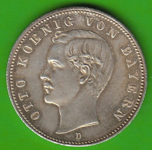 バイエルン 2 マーク 1888 非常に保存状態の良い希少な NSWLEIPZIG-