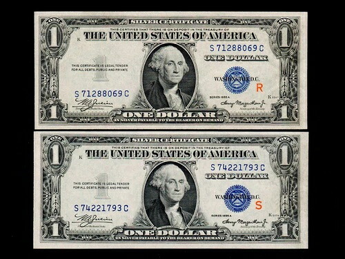 1組 $11935-A ((S))+1935-A ((R)) 未流通銀貨証明書 (H72)|WORLD RESOURCE【KING店】
