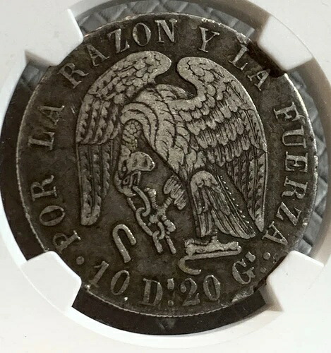 1848年 SO JM チリ 8レアル 銀貨 NGC VF30