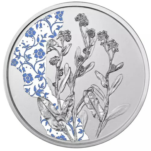 2023年 10ユーロ 花言葉 忘れな草 銀貨